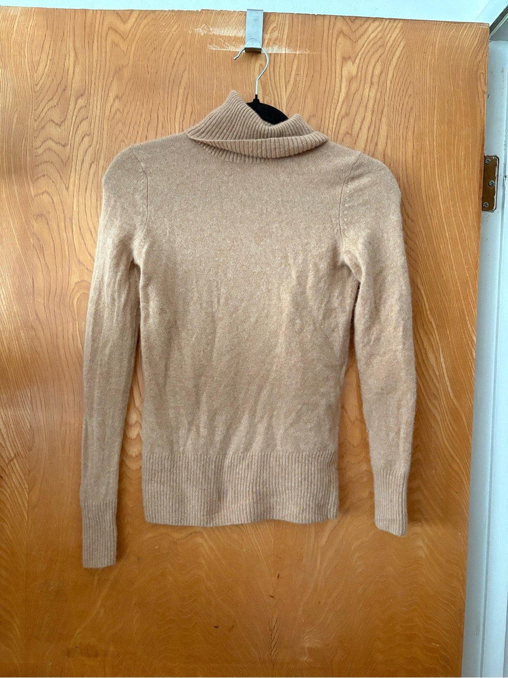 Saks Fifth Avenue Camel Ribbed Turtleneck cashmere Sweater XS